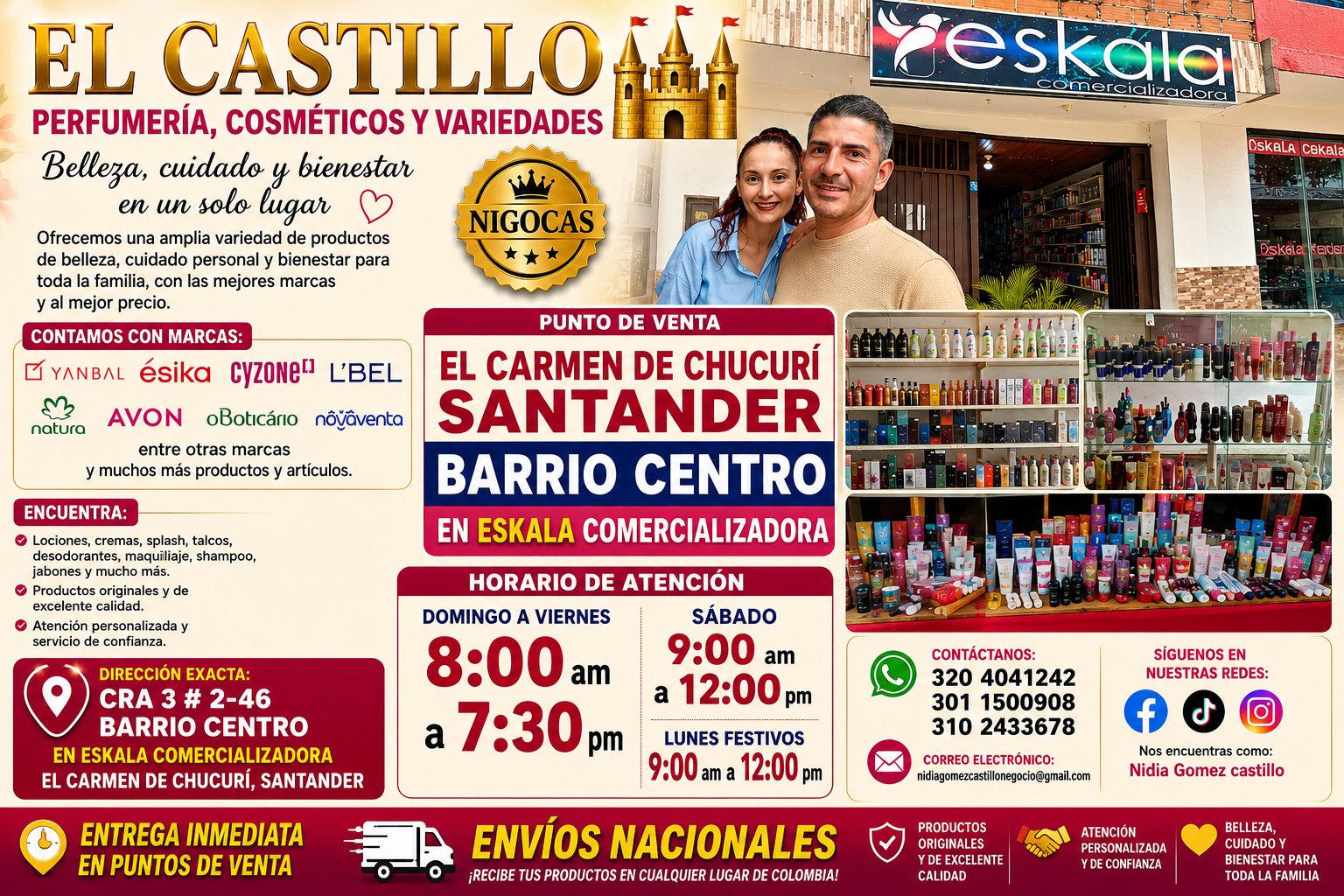 Punto de venta el Carmen de Chucuri Santander local de Eskala comercializadora